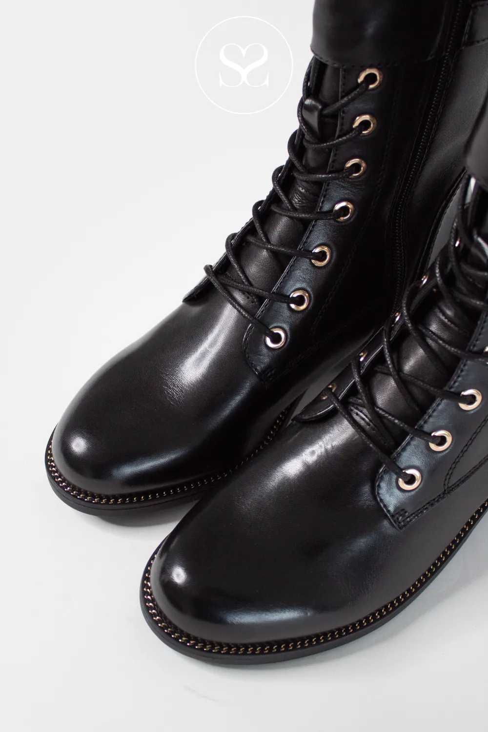 REGARDE LE CIEL EMILY-39 BLACK LEATHER BIKER BOOTS