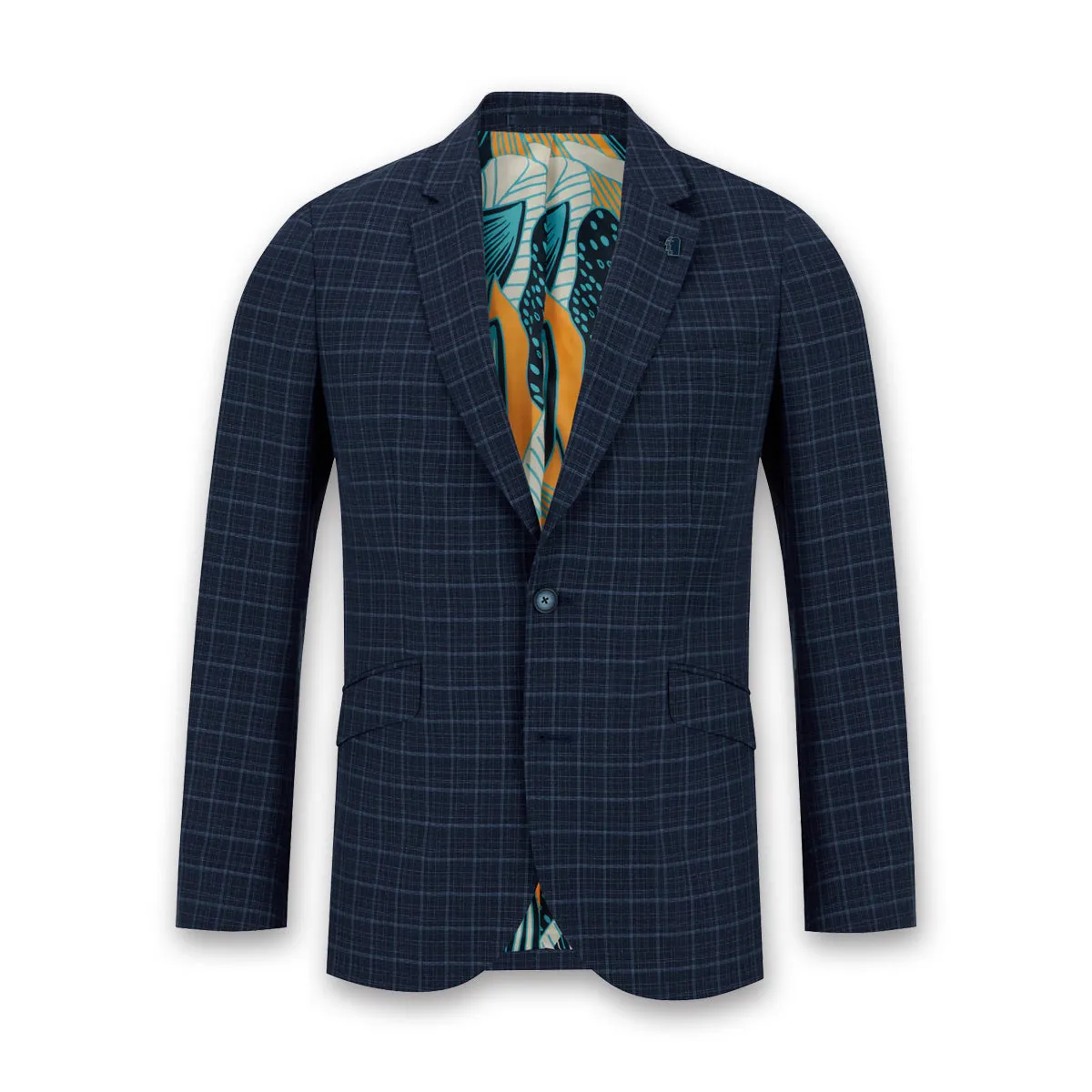 Remus - Gianni Tailored Wool Blend Check Blazer in Navy