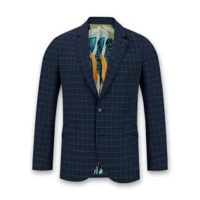 Remus - Gianni Tailored Wool Blend Check Blazer in Navy