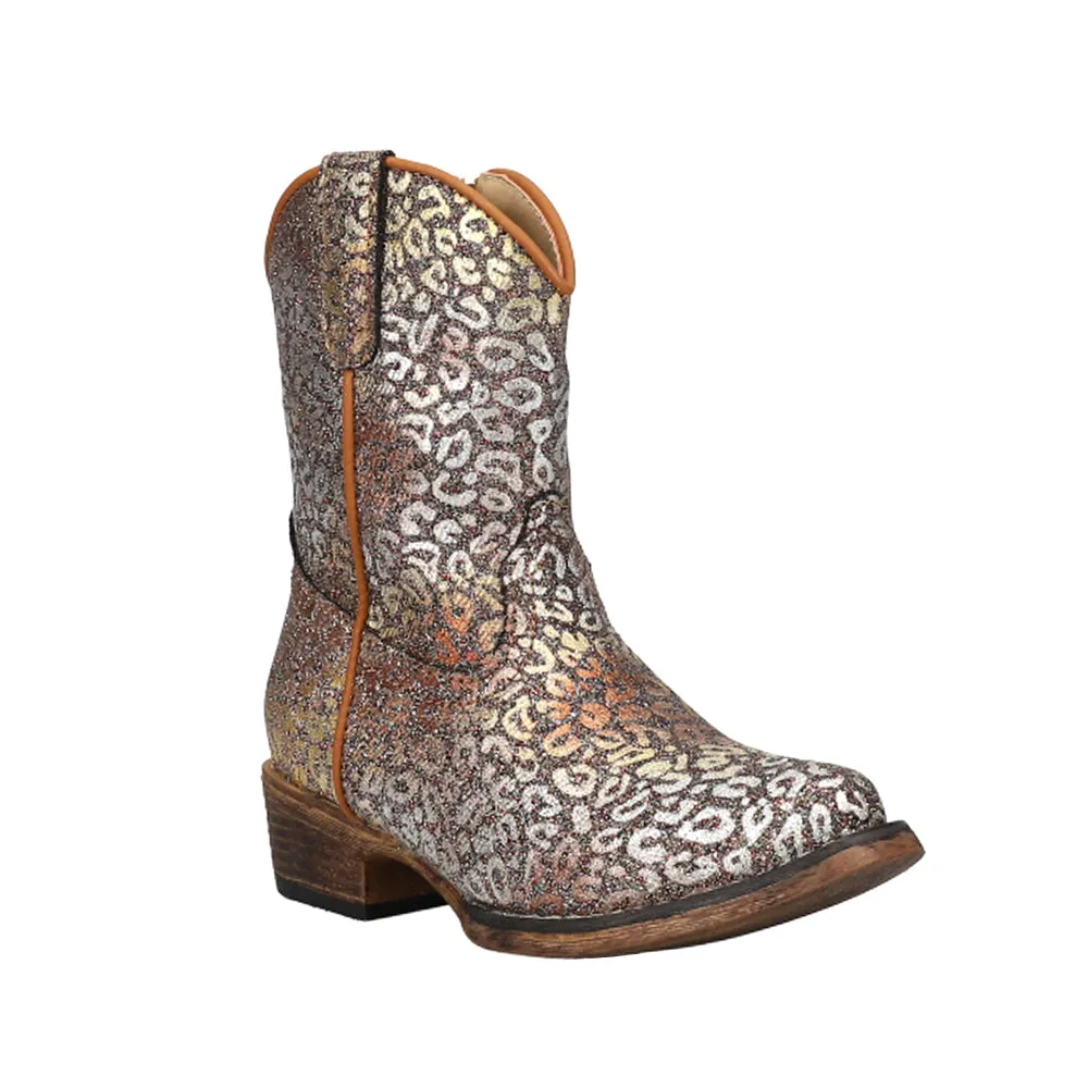 Riley Glitter Leopard Snip Toe Cowboy Boots (Toddler)