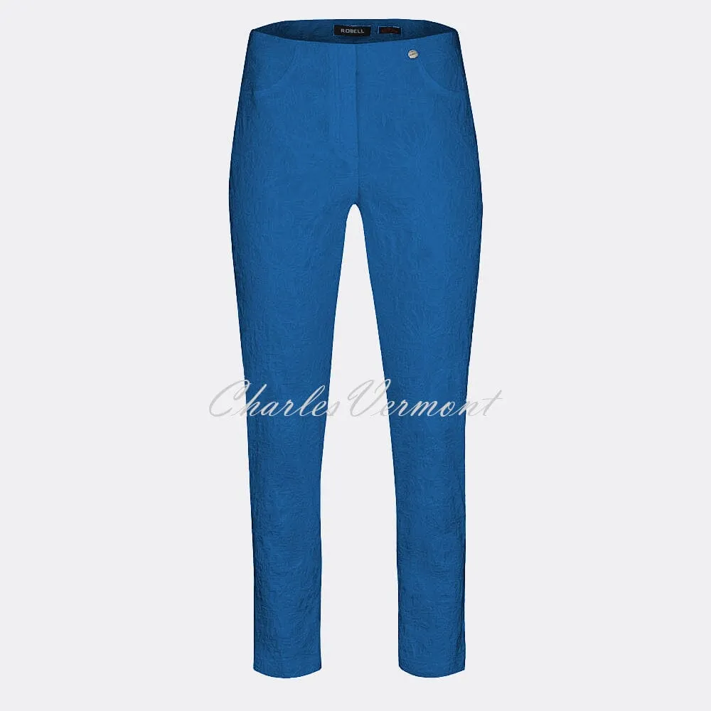 Robell Bella 09 - 7/8 Cropped Trouser 51560-54401-67 (Royal Blue Leaf Jacquard)