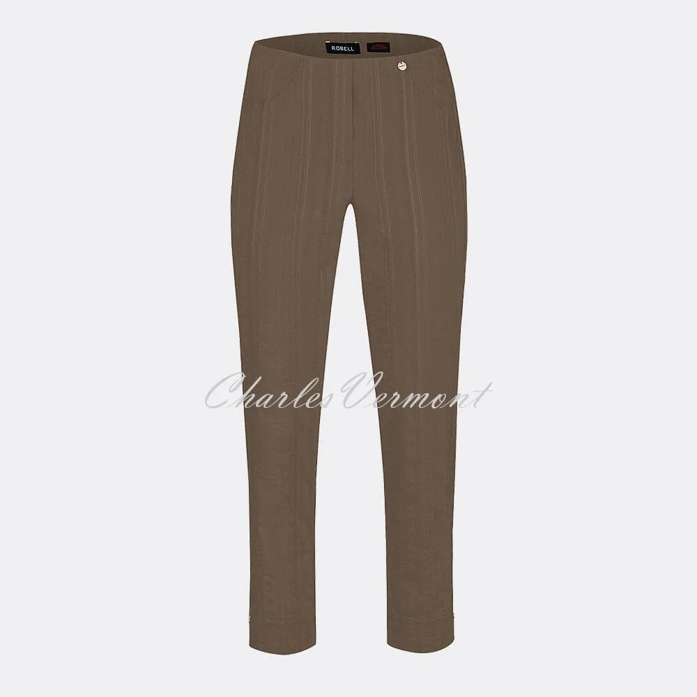 Robell Bella 09 Seersucker - 7/8 Cropped Trouser 52642-54554-18 (Taupe)