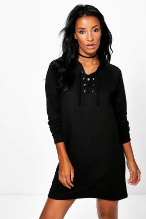 Rosa Hoodie Lace up Sweat Dress