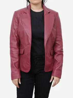 Rosalie Casual Genuine Maroon Leather Blazer