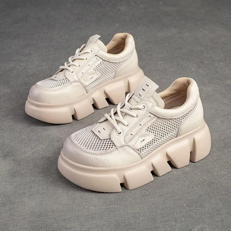 RV147 Mesh Leather Thin Walking Sneaker: Women's Casual Shoes