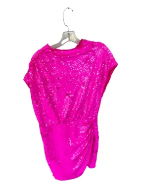 Saylor Size L Hot pink Sequin Cap Sleeve Back Buttons Dress