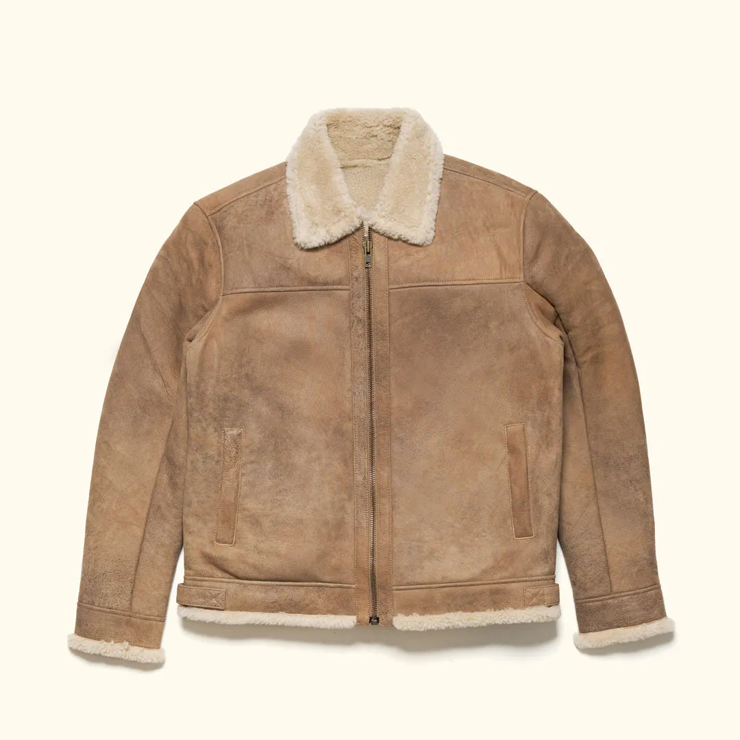 Shearling Leather Bomber Jacket | Sandstone Brown