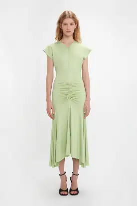 Sleeveless Rouched Jersey Dress In Pistachio