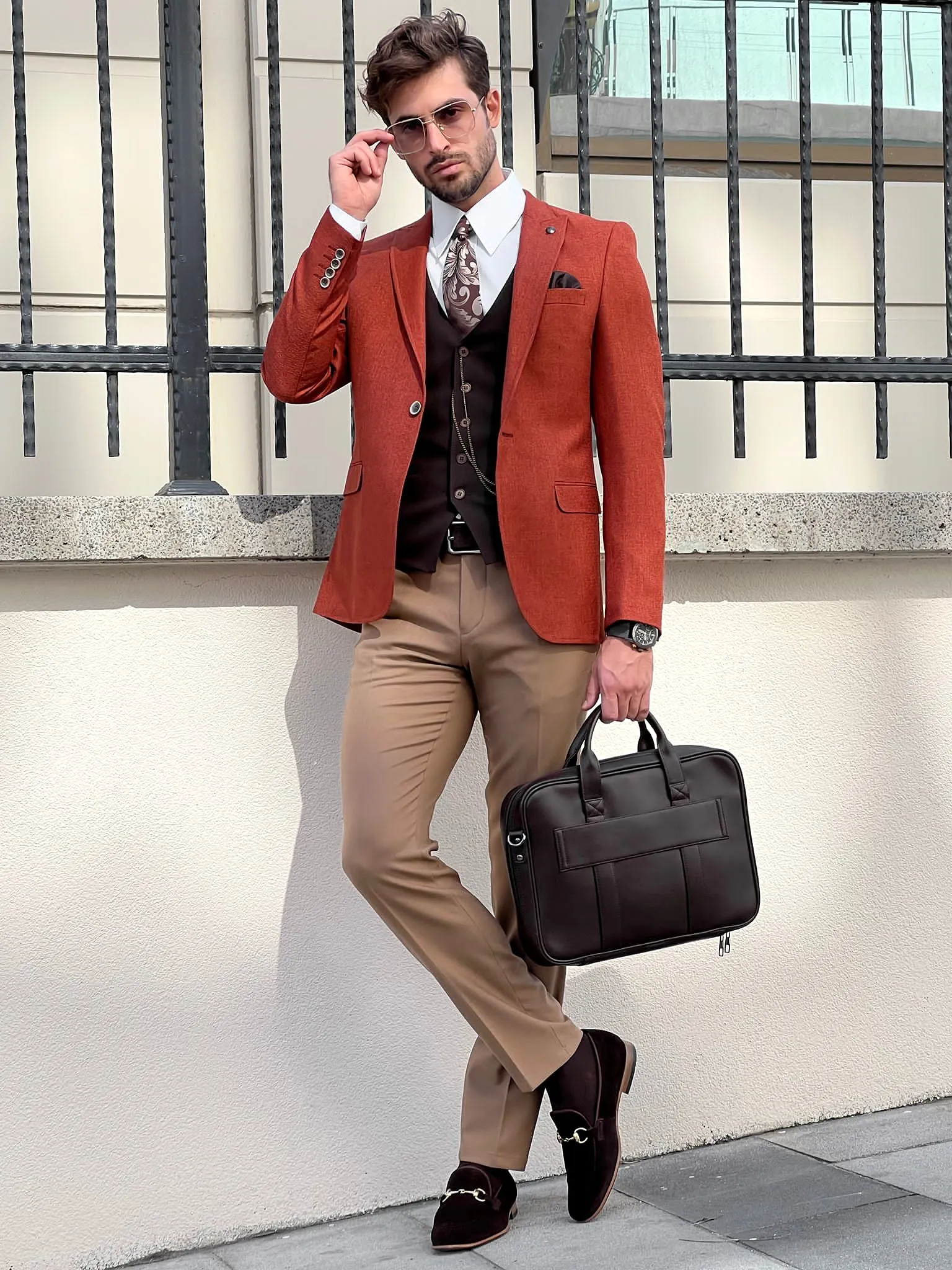 Slim Fit Nikkei Tile Suit