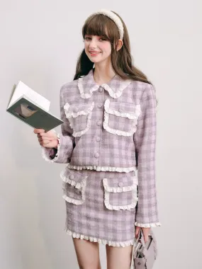 Small Fragrance Style Lace Jacket & Half Skirt