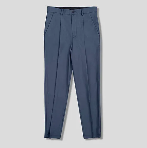 SMART DRESS TROUSERS IN RELAX-FIT AND TAPERED LEGS - BLUE/ GREY