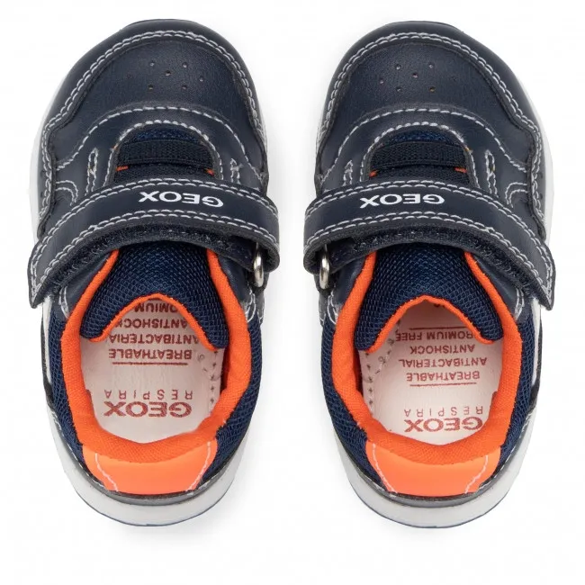 SNEAKERS GEOX PRIMI PASSI BAMBINO BABY B RISHON B. A - VIT.SINT.+MESH NAVY/FLUO ORANGE B250RA 0BC14 C4324