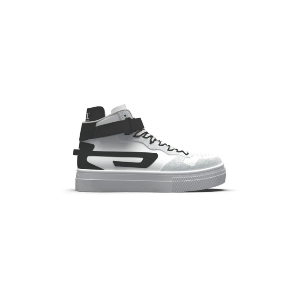 Sneakers Mid-Top in pelle bianca/nera