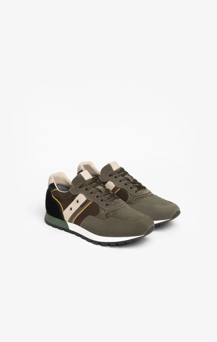 SNEAKERS NEROGIARDINI UOMO CAMOSCIO COLORADO BOSCO TOMAIA DALLAS OLIVA SAUVAGE IVORY I202520U/503