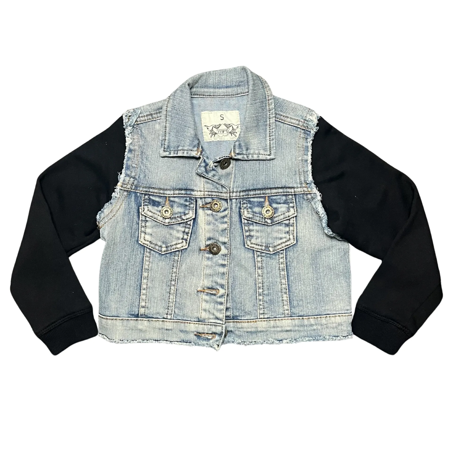 So Nikki Girls Denim Jacket With Cotton Sleeves