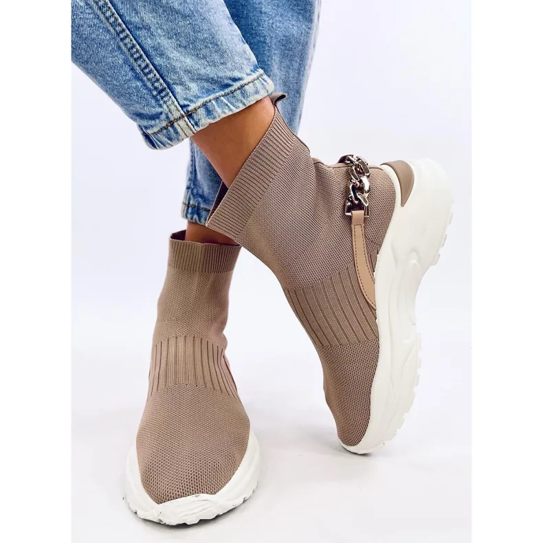 Sock ankle boots by Gina Khaki beige