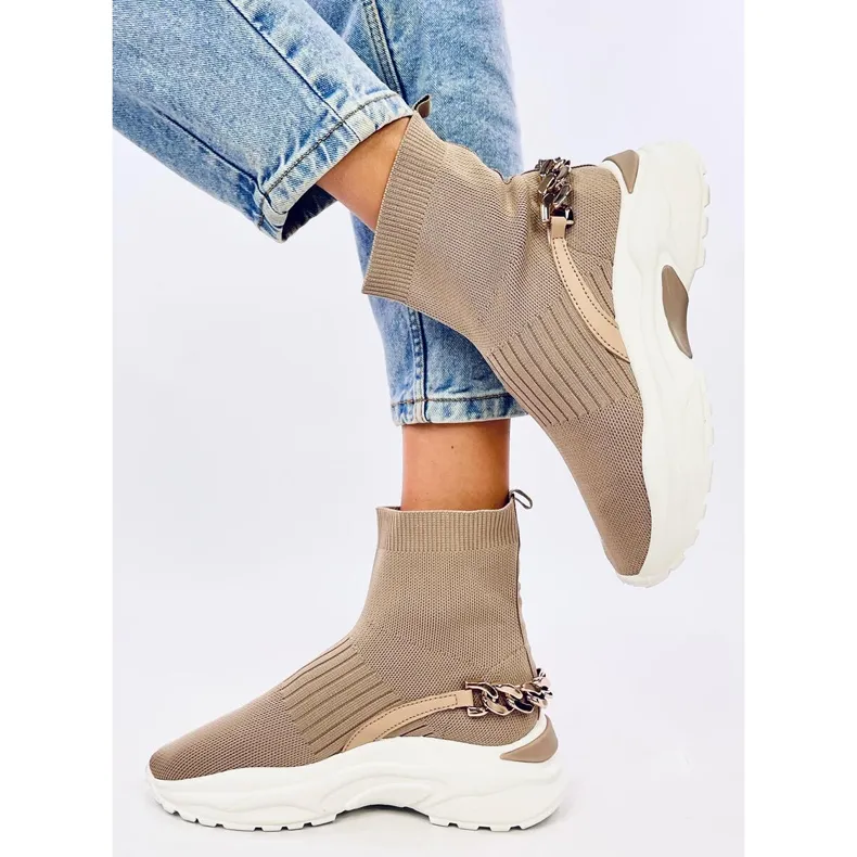 Sock ankle boots by Gina Khaki beige