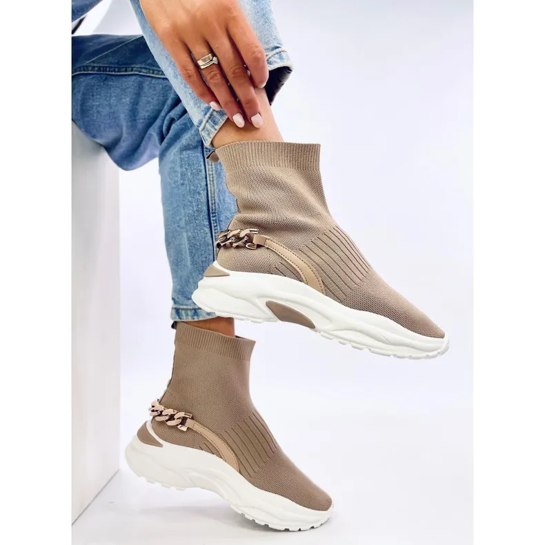 Sock ankle boots by Gina Khaki beige