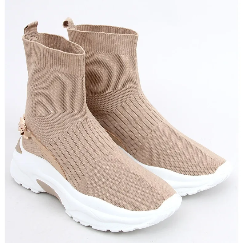 Sock ankle boots by Gina Khaki beige