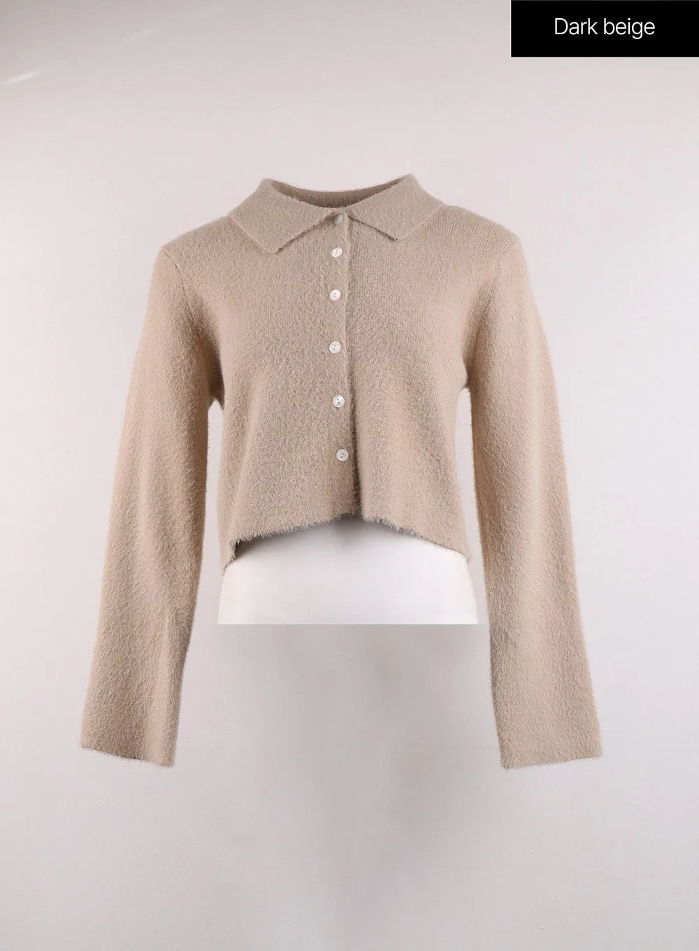 Solid Button Cardigan with Collar OJ417