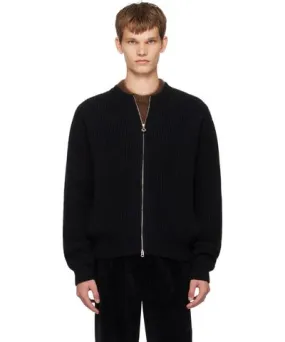 Solid Homme Black Zip-Up Sweater