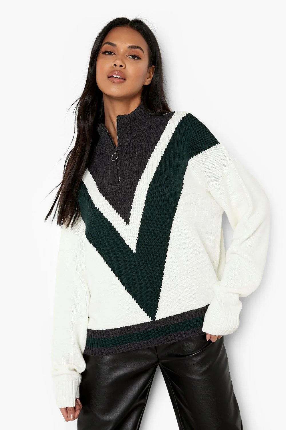 Sporty Zip Through Sweater