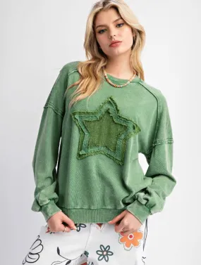 Star Patch Work Crewneck Sweater