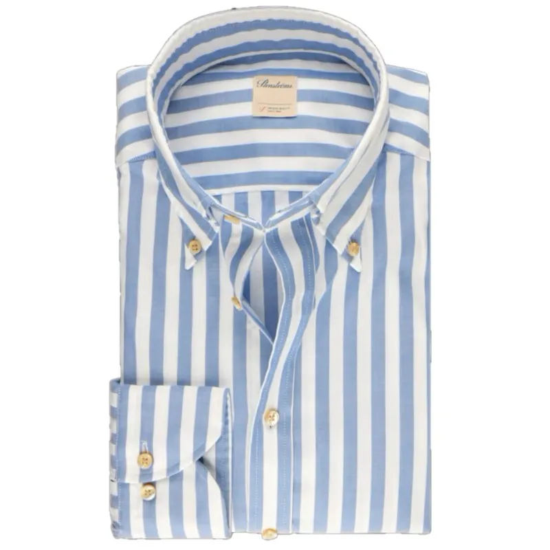 Stenstroms Blue Striped Oxford Shirt