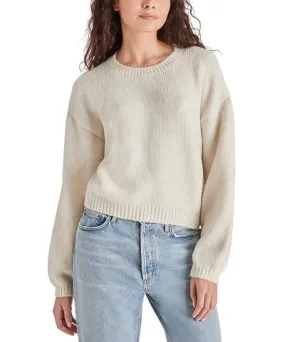 Steve Madden Womens Cable Knit Casual Crewneck Sweater