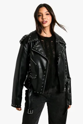 Studded Faux Leather Moto Jacket