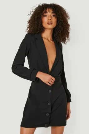 Tall Button Front Ruched Detail Blazer Dress