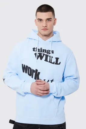 Tall Overdye Puff Print Slogan Hoodie