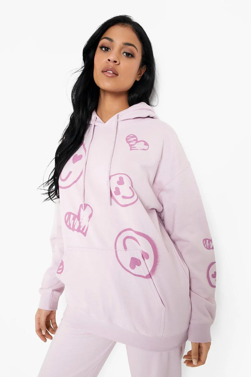 Tall Oversized Heart Face Hoodie