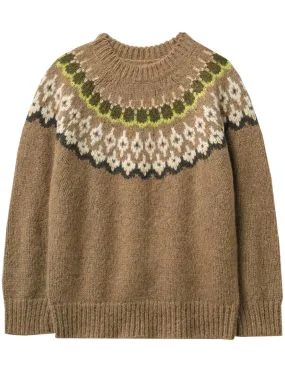 Toast Lofty Jacquard Yoke Sweater Fawn Multi