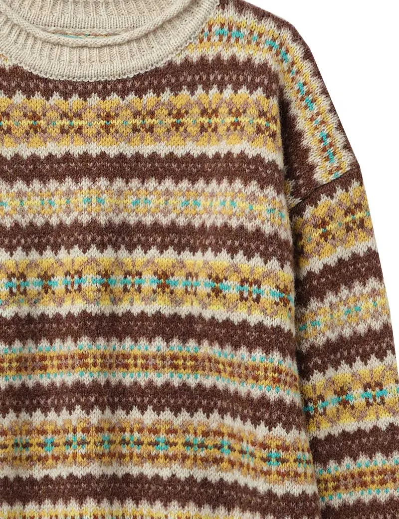 Toast Shetland Fair Isle Sweater Brown