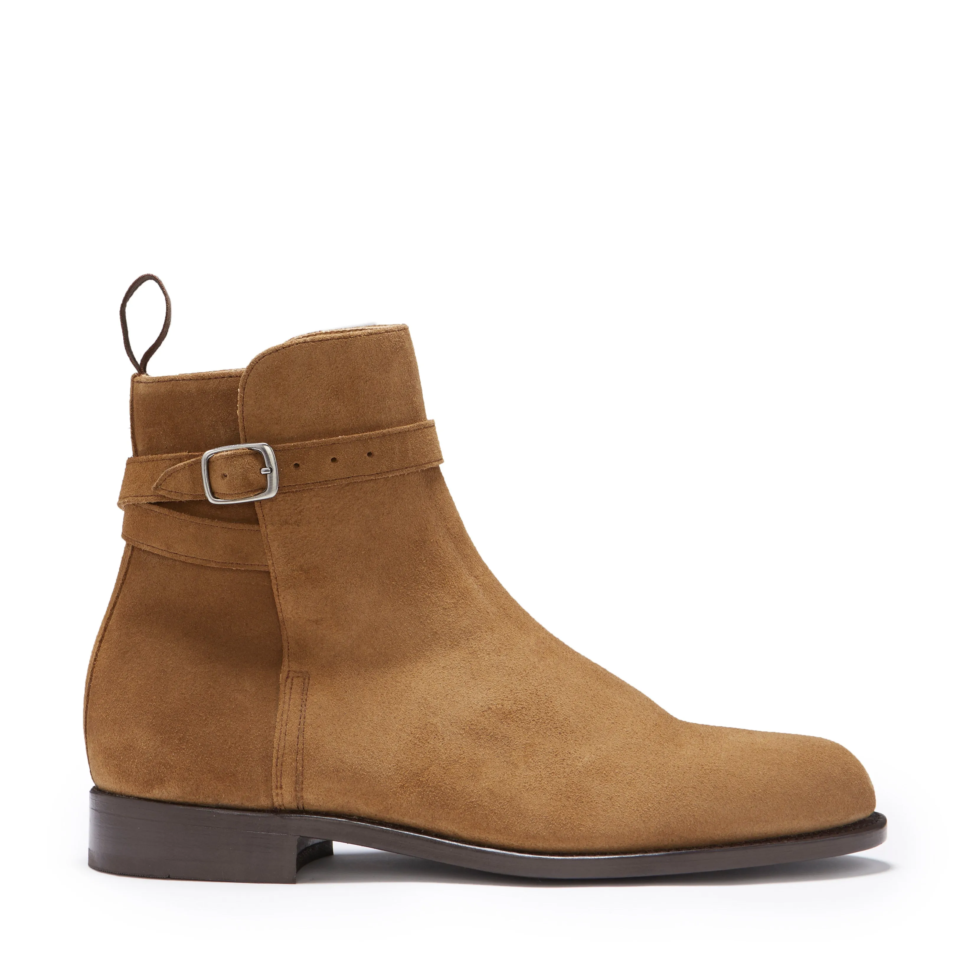 Tobacco Suede Jodhpur Boots, Welted Leather Sole