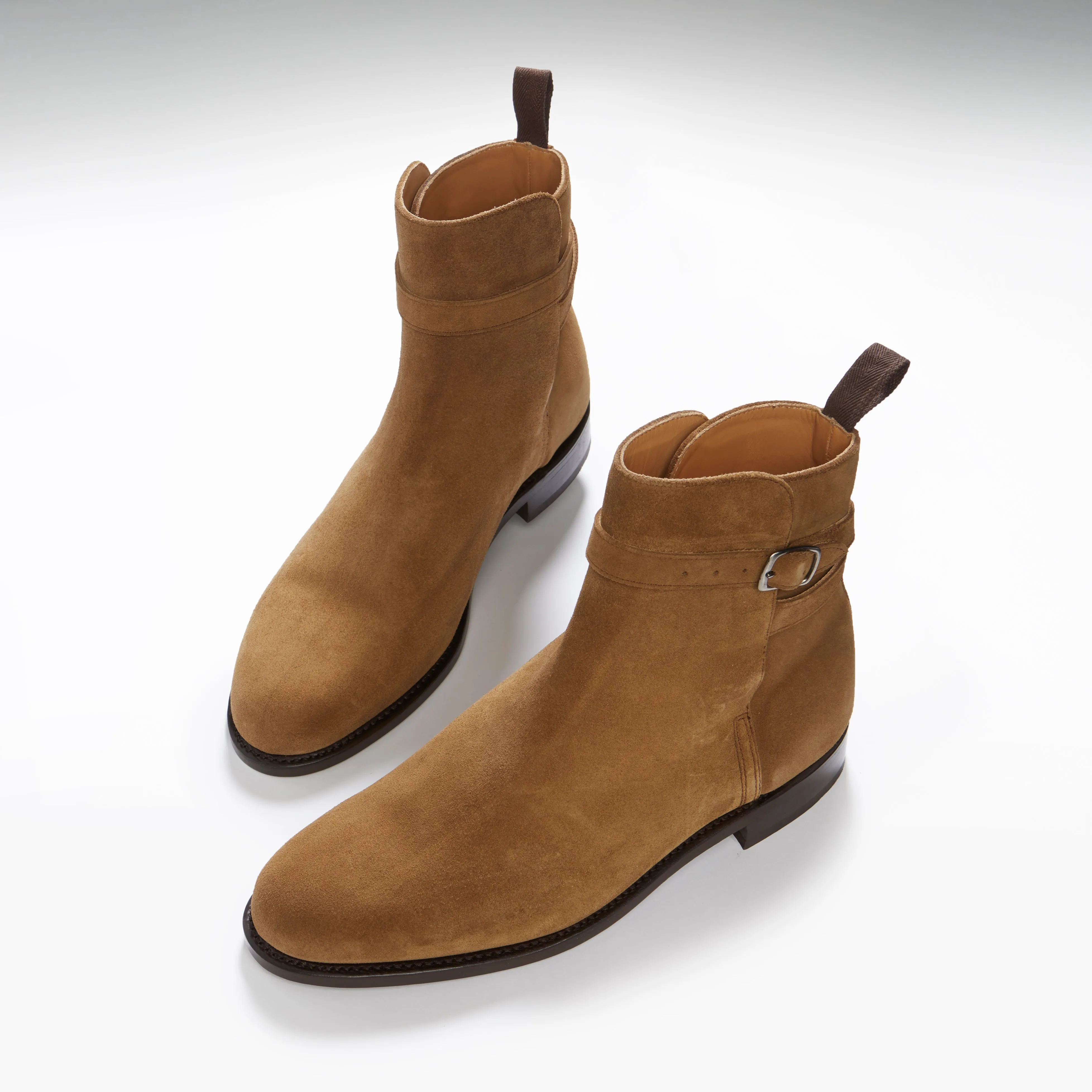 Tobacco Suede Jodhpur Boots, Welted Leather Sole