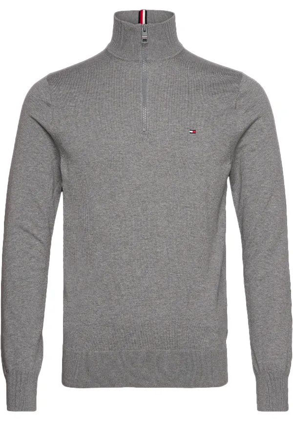 Tommy Hilfiger 1/4 Zip 1985 Pima Knit Grey