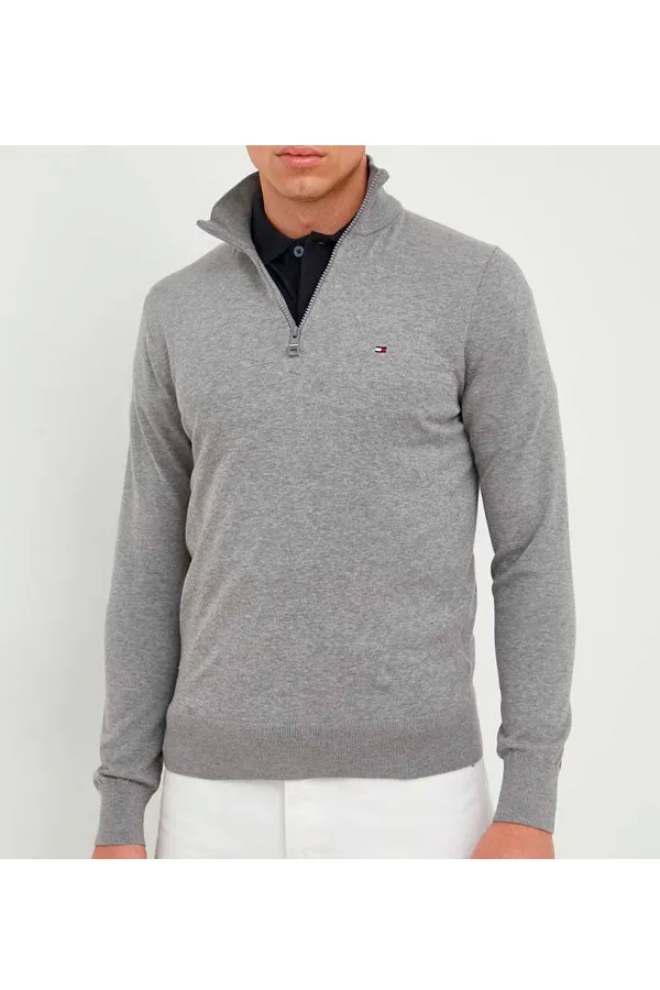 Tommy Hilfiger 1/4 Zip 1985 Pima Knit Grey