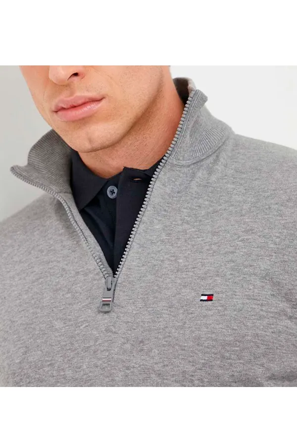 Tommy Hilfiger 1/4 Zip 1985 Pima Knit Grey