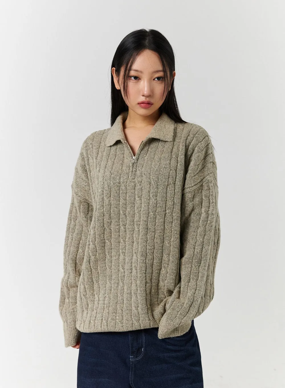 Unisex Weave Knit Zipped Sweatshirt CD328