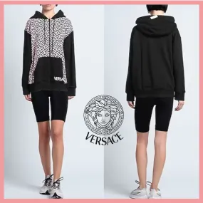 VERSACE  |Long Sleeves Cotton Logo Hoodies & Sweatshirts