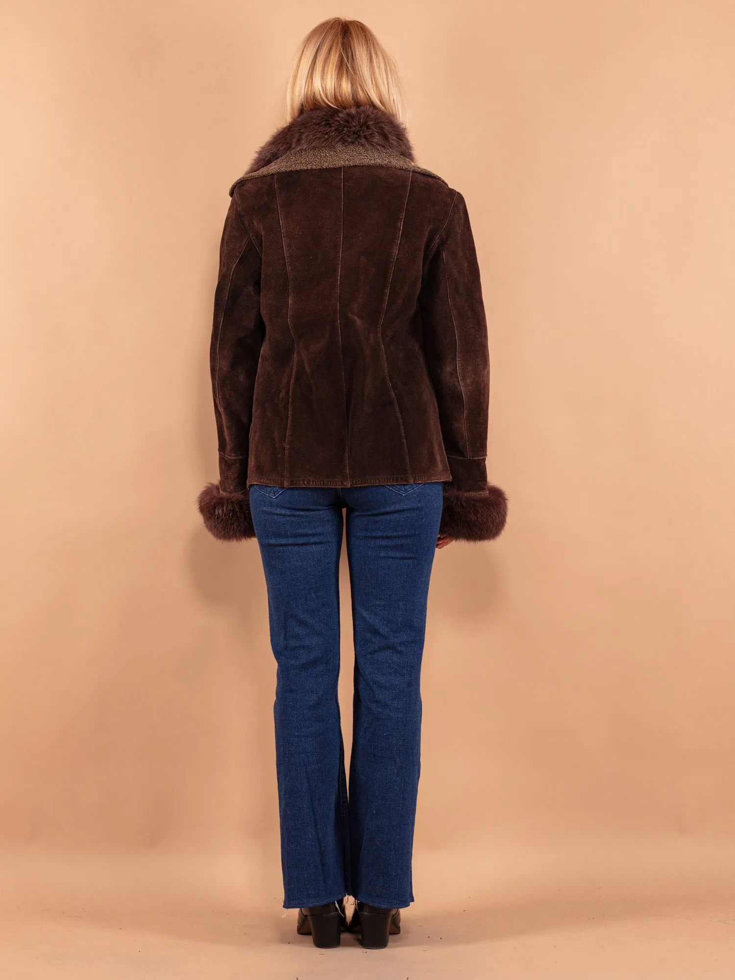 Vintage 90's Women Sheepskin Jacket in Brown