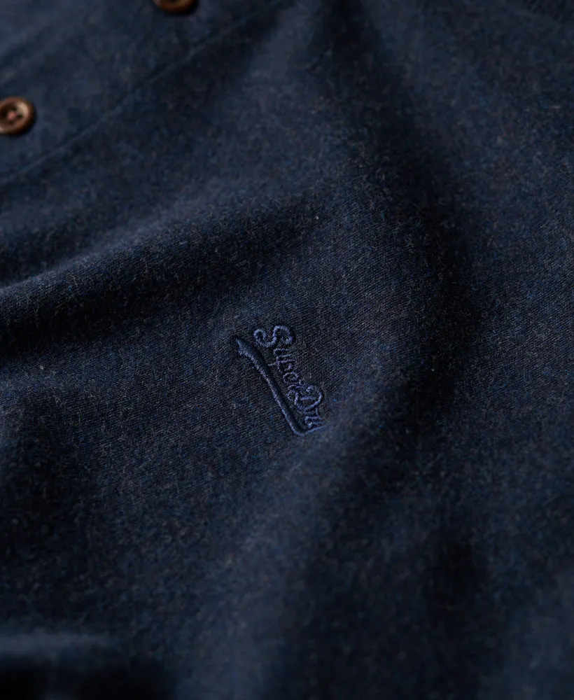 Vintage Logo Embroidered Henley Top | Trench Navy Marle