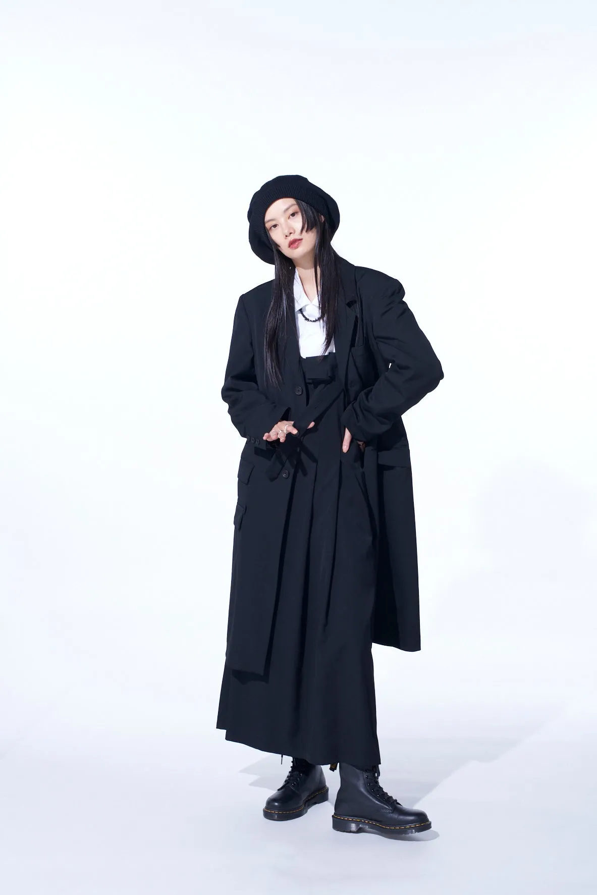 WASHER WOOL GABARDINE SLIM LONG JACKET