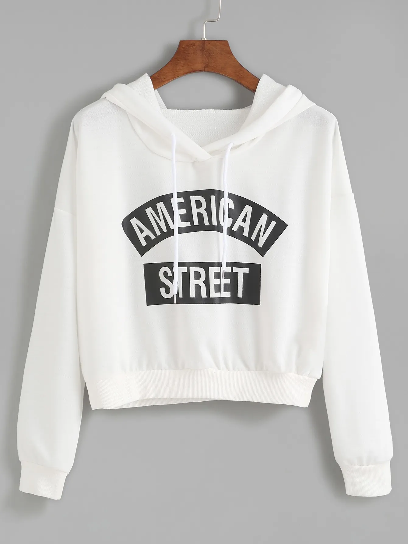 White American Street Print Hooded Hoodie Sweatshirt