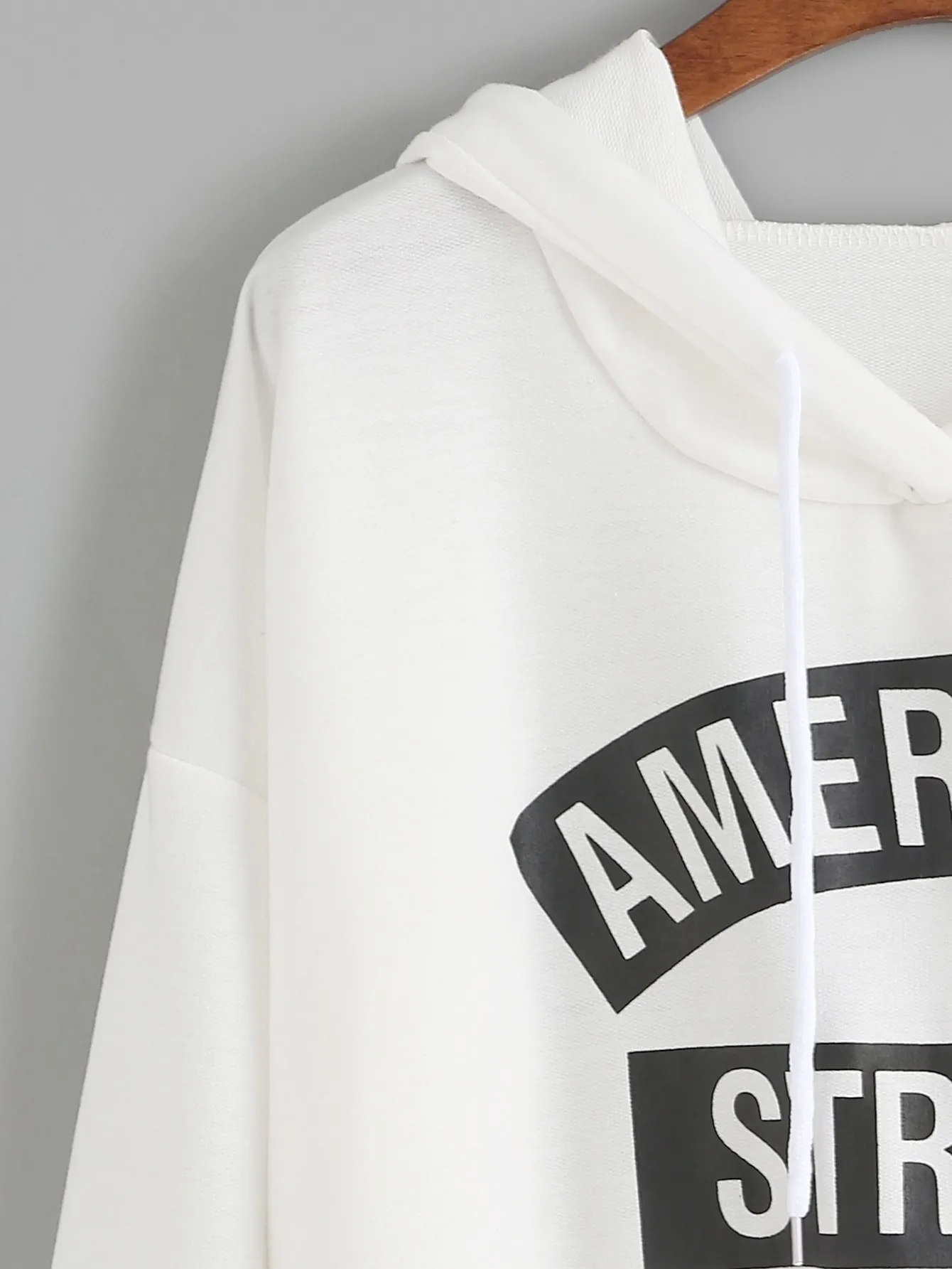 White American Street Print Hooded Hoodie Sweatshirt