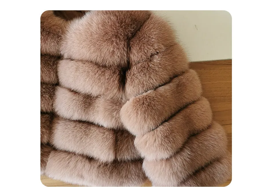 Winter Real Fox Raccoon Fur Long Sleeve Leather Jacket for Women