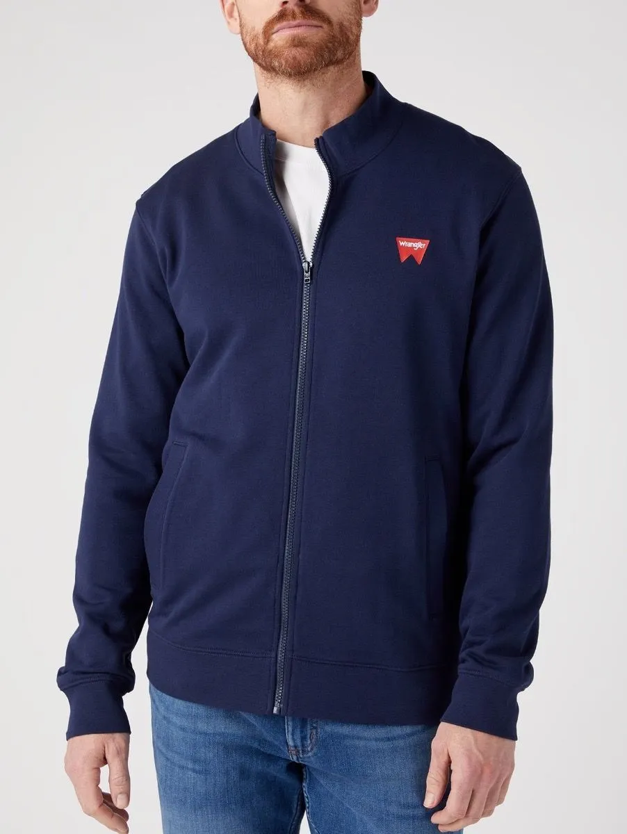 Wrangler Logo Zip Up Funnel Neck Sweatshirts Real Navy