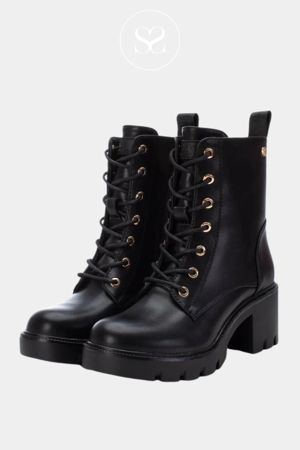 XTI 141840 BLACK PU LEATHER MILITARY BOOTS